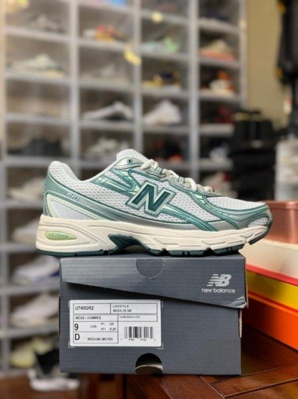 New Balance 740 Trainers White Marsh Green Women Sneakers