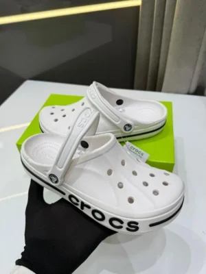 Crocs Bayaband Clogs White Black For Men (ETS333)