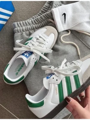 Imported Adidas Samba White Green Shoes For Men (BSF1073)