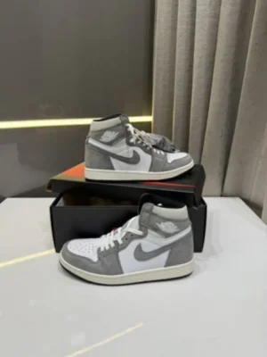 Imported Nike Air Jordan Retro 1 High Washed Grey Black Shoes For Men (BSF1075)