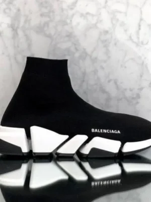 Premium Balenciaga Speed Knit 2.0 Trainer Black White Shoes For Men (SUP5077)