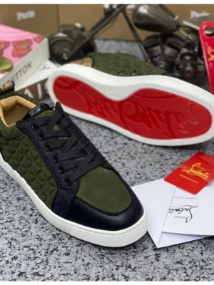 Premium Christian Louboutin Spike Olive Shoes For Men (LAB1671)