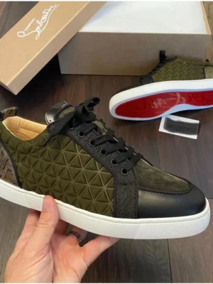 Premium Christian Louboutin Spike Olive Shoes For Men (LAB1671)