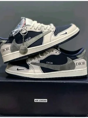 Premium Dior Air Jordan Retro 1 X Travis Scott Navy Blue Shoes For Men (FT1201)